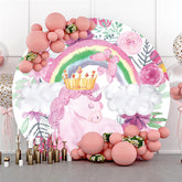 Runden Rosa Einhorn Schmetterling Glücklich Geburtstag Hintergrund